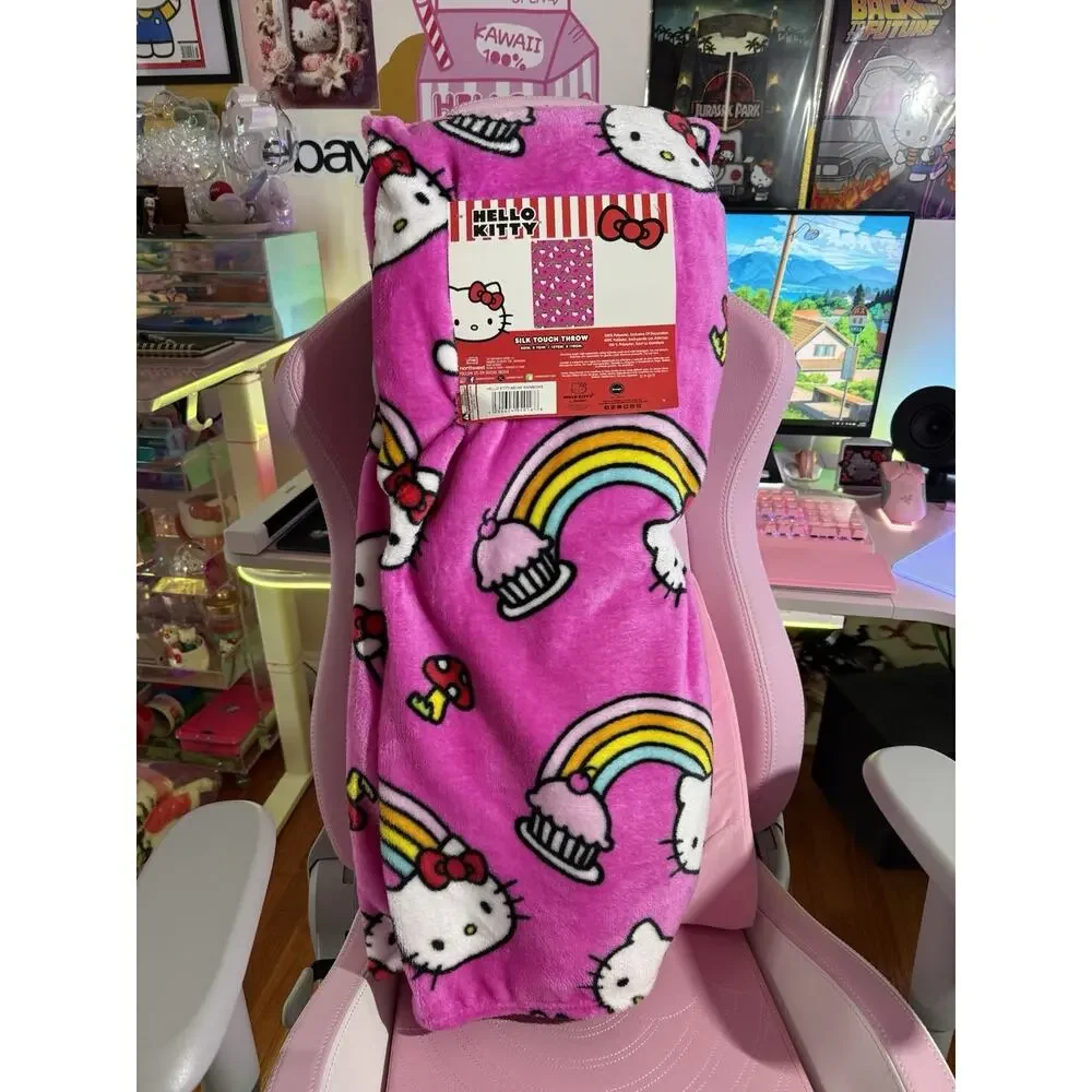 Hello Kitty Throw Blanket Silk Touch Pink Meow Rainbow Cupcake 2025 Sanrio